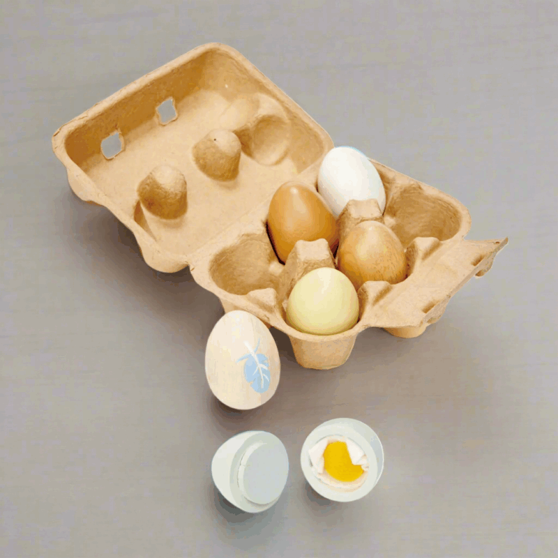 Belliani Wooden Egg Toy Set – Pretend Play Kitchen Accessory